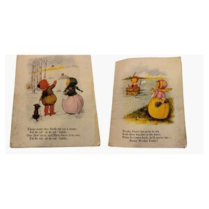 Nursery Rhyme Book Page Mary Lafetra Russell Vtg Art Prints Wedding Engagement